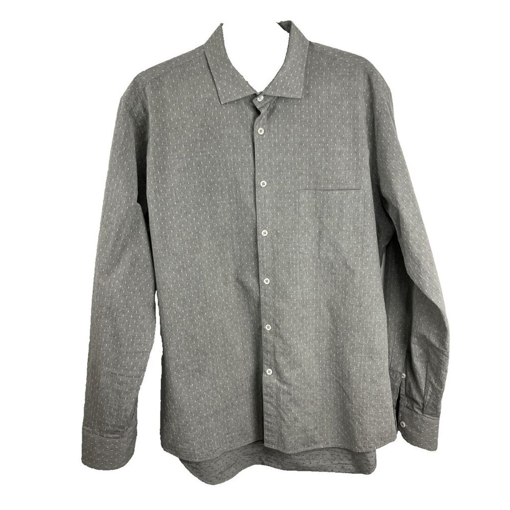 Billy Reid Standard Cut Cotton Grey w/ White Diamond Pattern Mens Size L